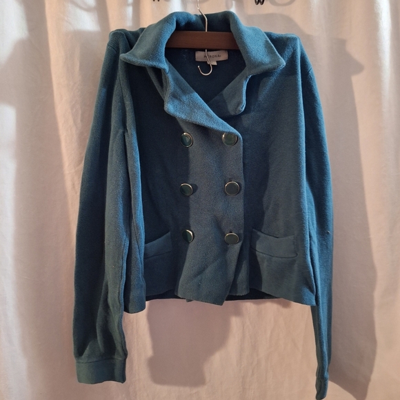 Merona Teal Double-Breasted Pea Coat - Picture 1 of 7